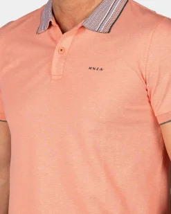 NZA New Zealand Auckland Pasteloranje polo met gestreepte kraag
