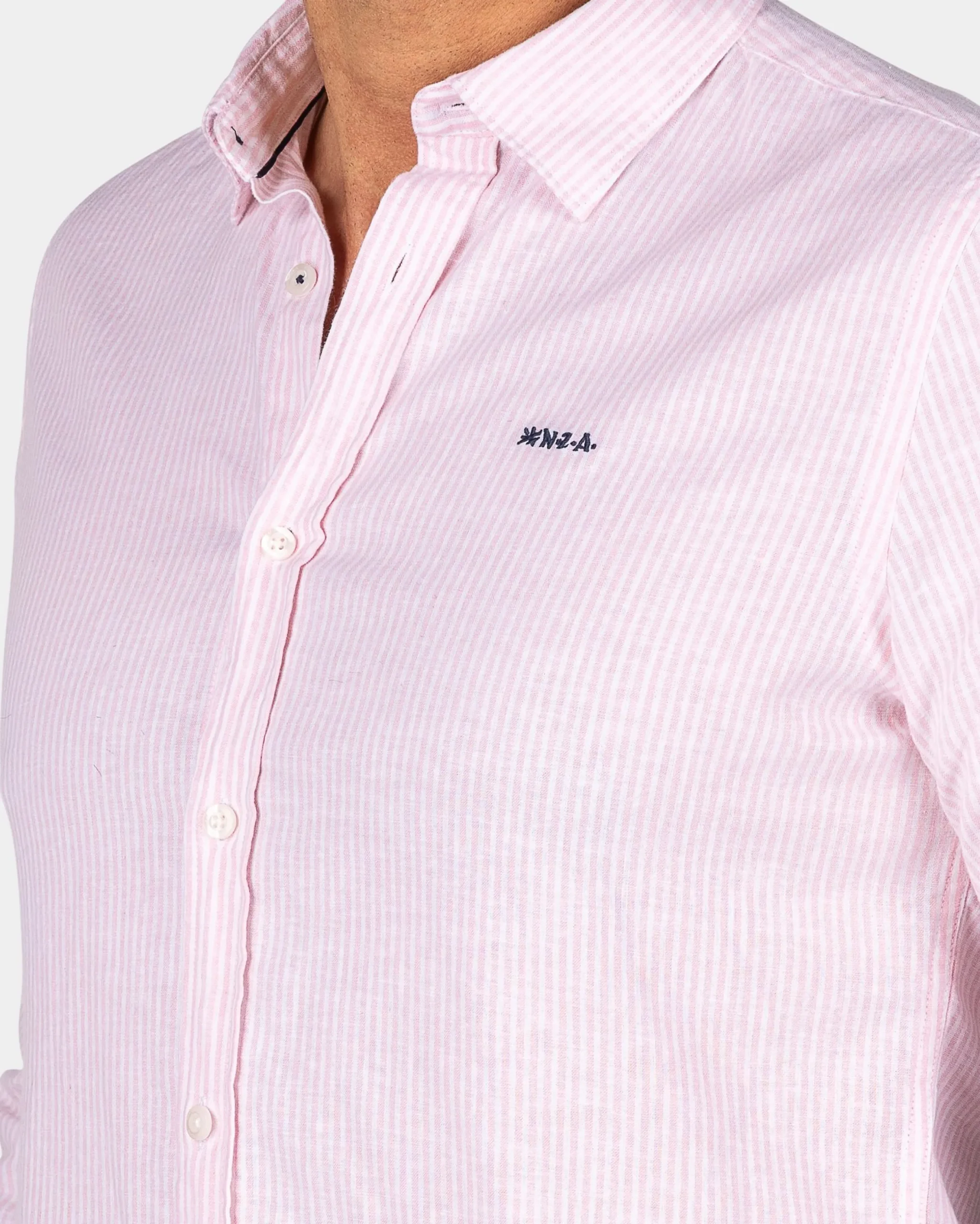 NZA New Zealand Auckland Pastelroze linnen overhemd met elastaan