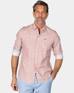 NZA New Zealand Auckland Pastelroze overhemd met grafische print