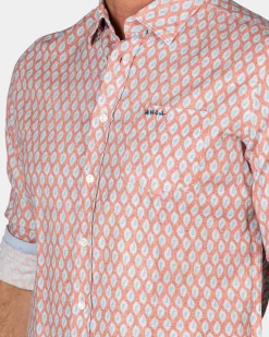 NZA New Zealand Auckland Pastelroze overhemd met grafische print