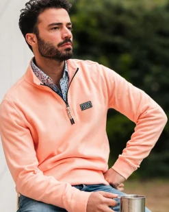 NZA New Zealand Auckland Perzikkleurige sweater met halve rits