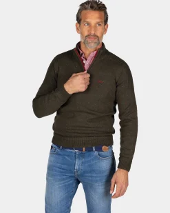 NZA New Zealand Auckland Pullover met halve rits in donkergroen -
