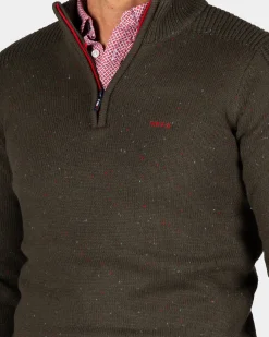 NZA New Zealand Auckland Pullover met halve rits in donkergroen -