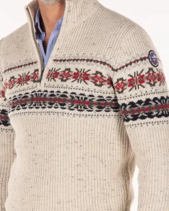 NZA New Zealand Auckland Pullover met halve rits van katoen en wol -