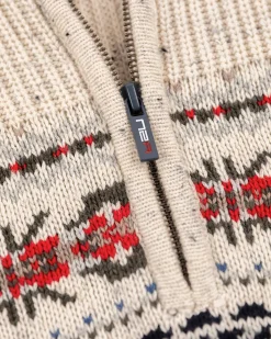 NZA New Zealand Auckland Pullover met halve rits van katoen en wol -