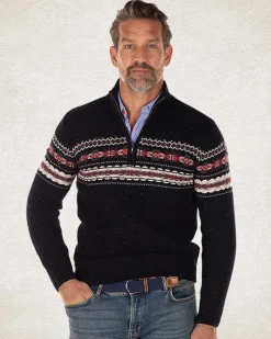 NZA New Zealand Auckland Pullover met halve rits van katoen en wol -