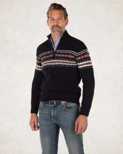 NZA New Zealand Auckland Pullover met halve rits van katoen en wol -