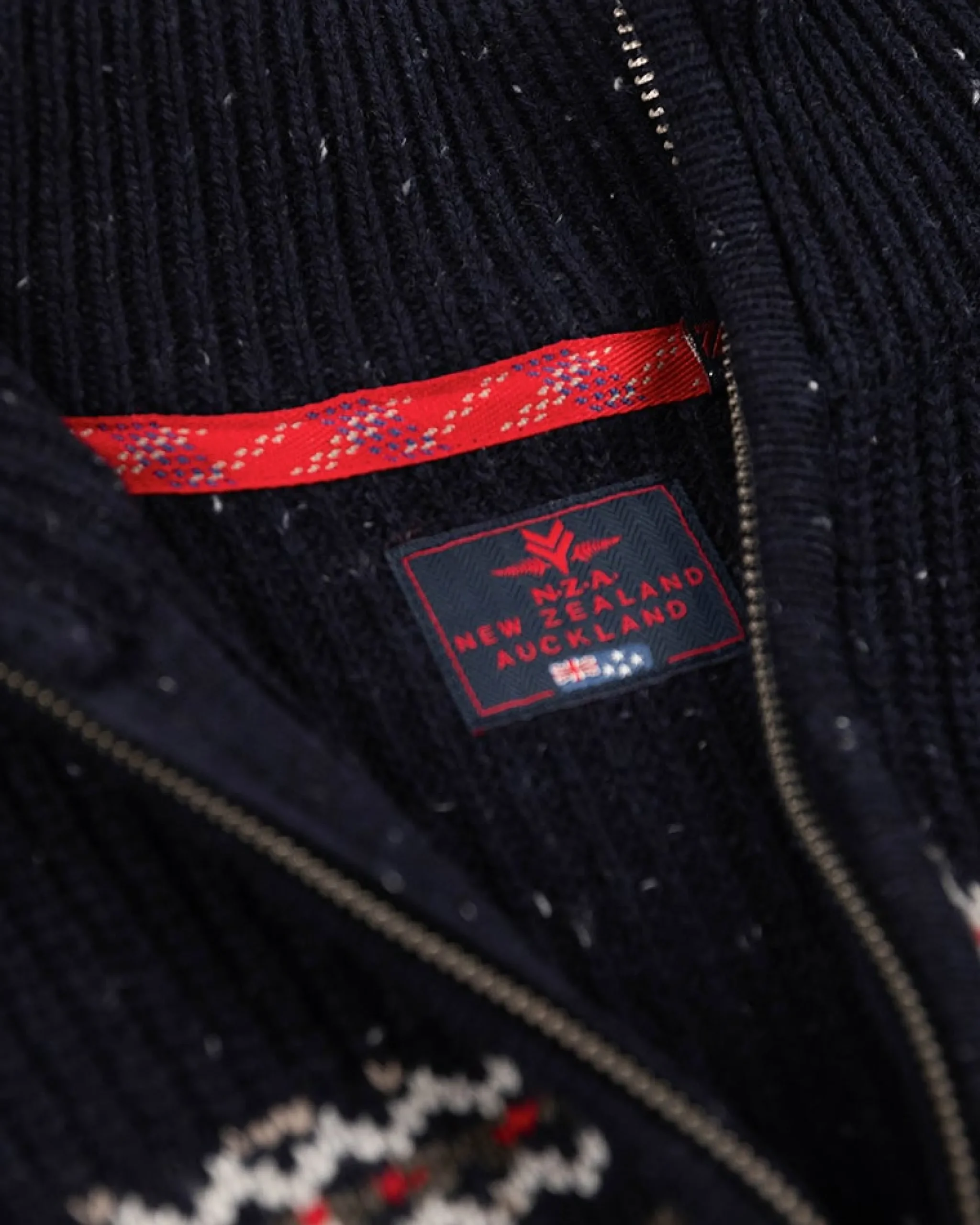 NZA New Zealand Auckland Pullover met halve rits van katoen en wol -