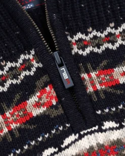 NZA New Zealand Auckland Pullover met halve rits van katoen en wol -