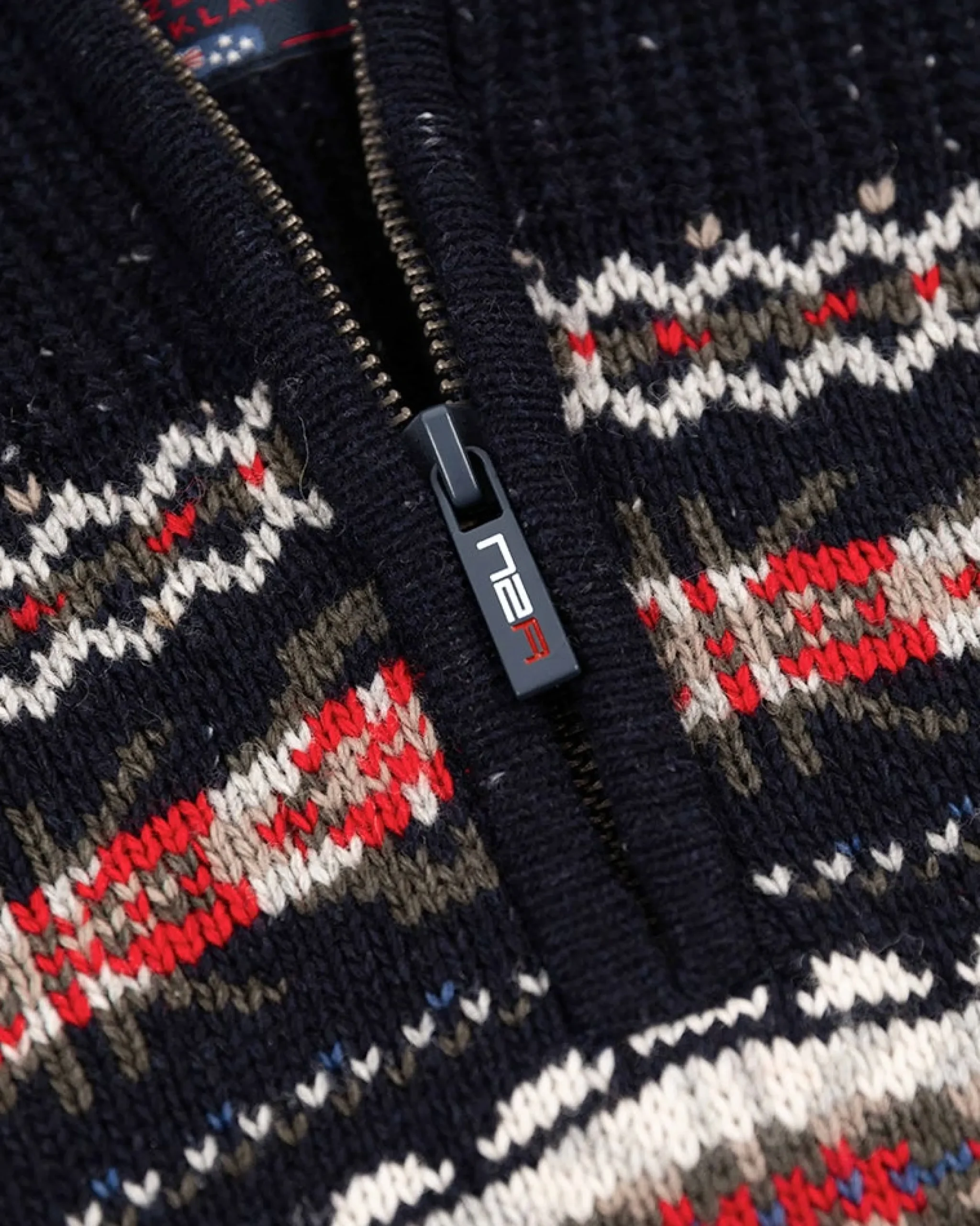 NZA New Zealand Auckland Pullover met halve rits van katoen en wol -