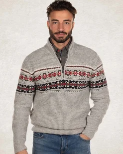 NZA New Zealand Auckland Pullover met halve rits van katoen en wol -