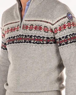 NZA New Zealand Auckland Pullover met halve rits van katoen en wol -