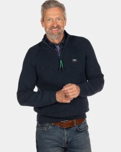 NZA New Zealand Auckland Ribgebreide blauwe trui Orauea -