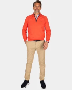 NZA New Zealand Auckland Rode katoenen pullover met halve rits -