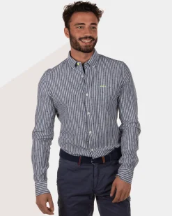 NZA New Zealand Auckland Rotonuiaha gestreept linnen overhemd -