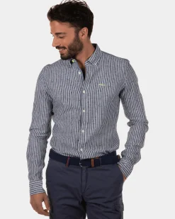 NZA New Zealand Auckland Rotonuiaha gestreept linnen overhemd -