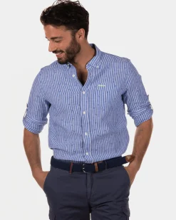 NZA New Zealand Auckland Rotonuiaha gestreept linnen overhemd -