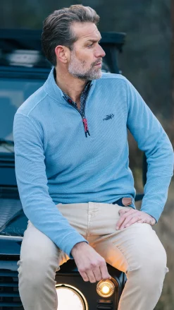 NZA New Zealand Auckland Sportieve blauwe sweater met halve rits -