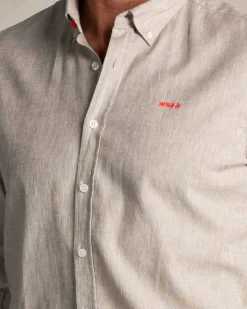 NZA New Zealand Auckland Taupe katoen linnen overhemd met lange mouw