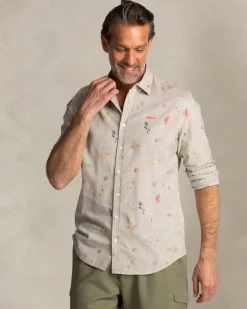 NZA New Zealand Auckland Taupe overhemd met gekleurde bloemenprint