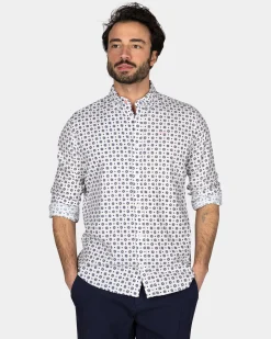 NZA New Zealand Auckland Wit overhemd met blauwe grafische print