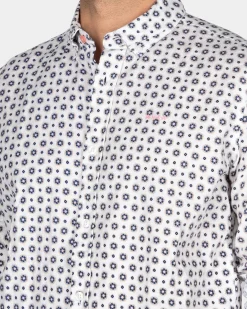 NZA New Zealand Auckland Wit overhemd met blauwe grafische print