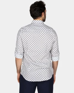 NZA New Zealand Auckland Wit overhemd met blauwe grafische print