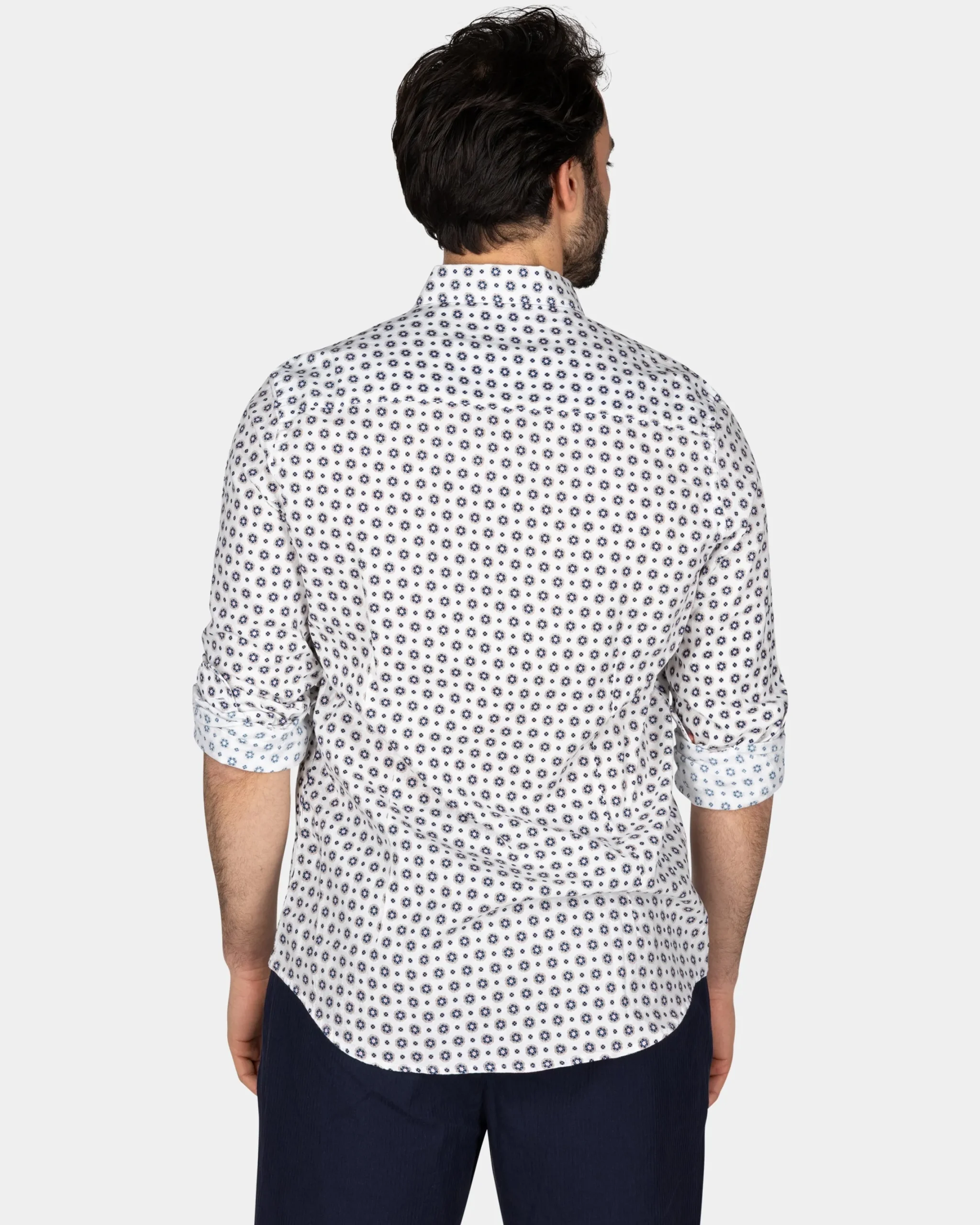 NZA New Zealand Auckland Wit overhemd met blauwe grafische print