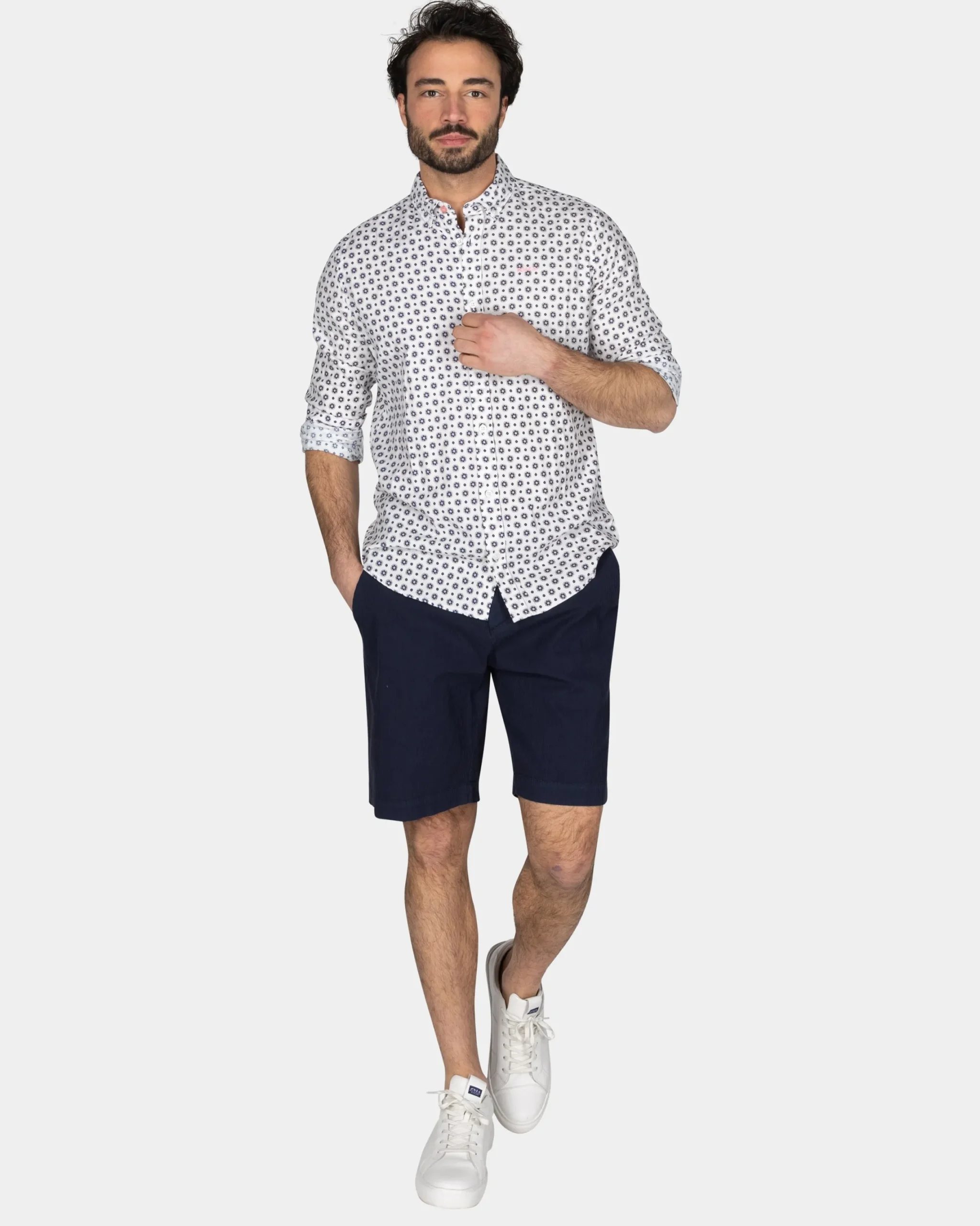 NZA New Zealand Auckland Wit overhemd met blauwe grafische print