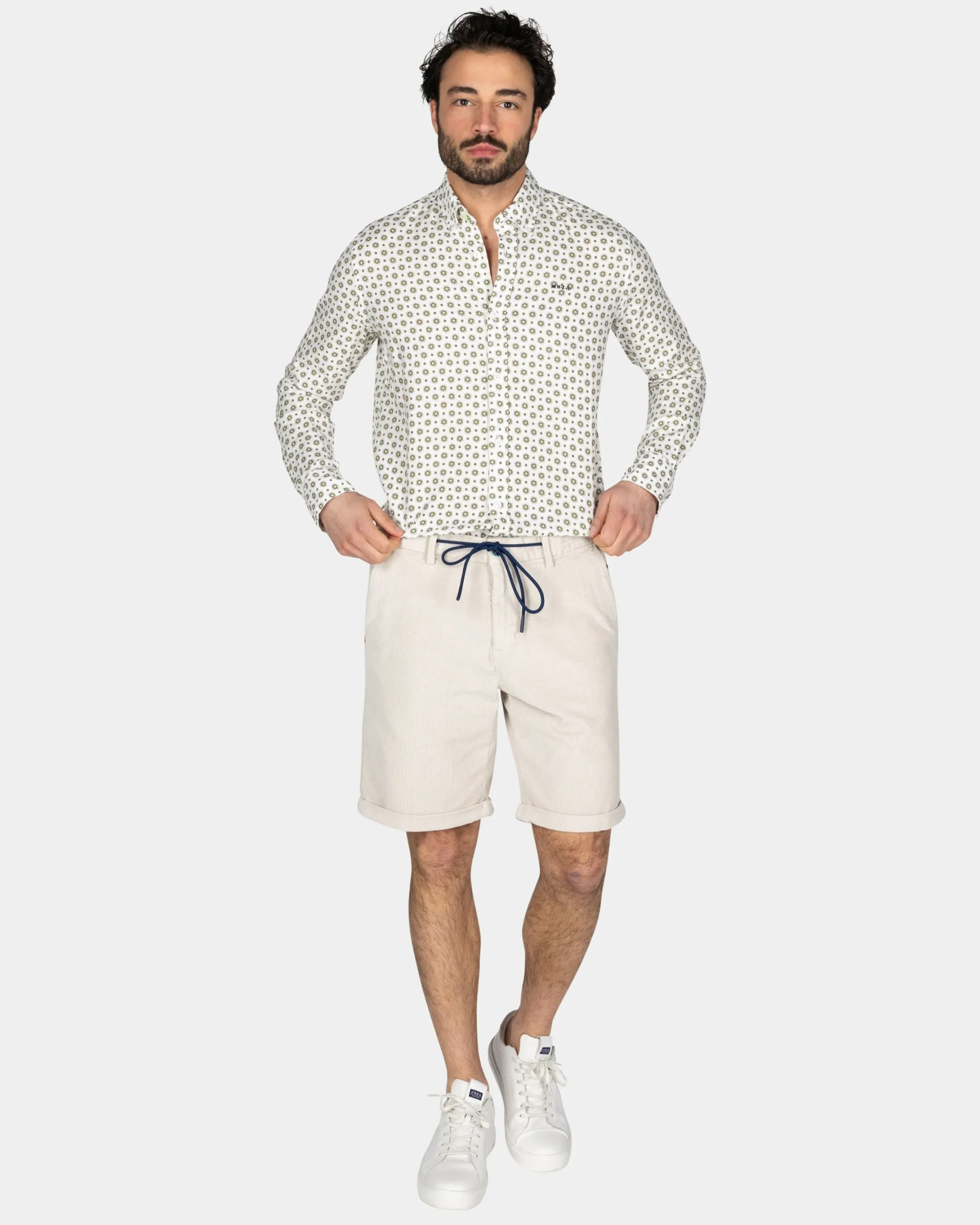 NZA New Zealand Auckland Wit overhemd met groene grafische print