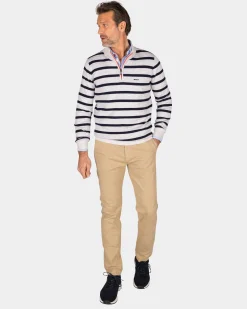 NZA New Zealand Auckland Witte katoenen trui met navy streep