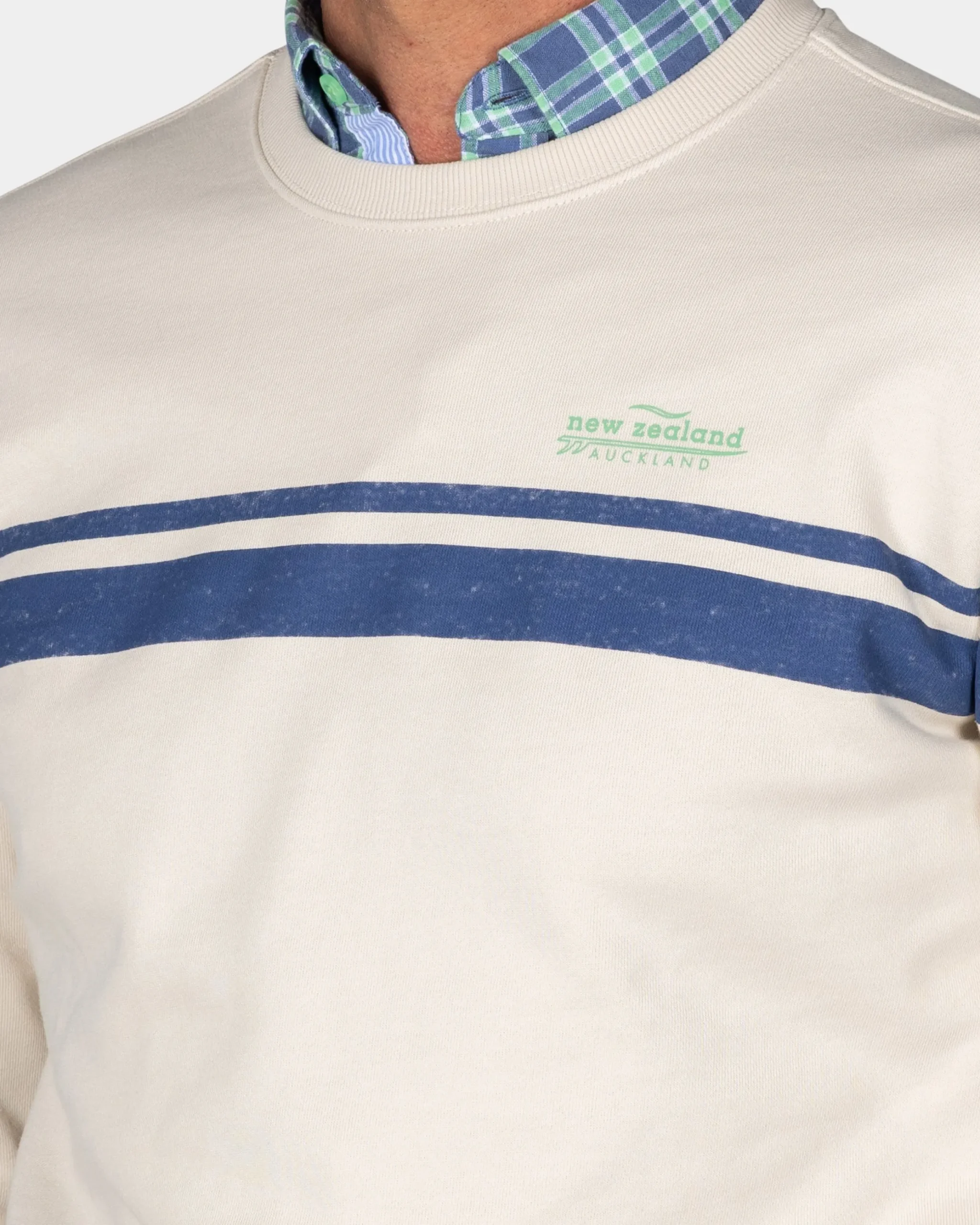 NZA New Zealand Auckland Witte trui met lichtblauwe strepen