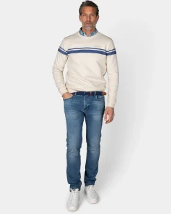 NZA New Zealand Auckland Witte trui met lichtblauwe strepen